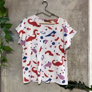 Vintage Ming Lee Geometric Print Woven Blouse (L)